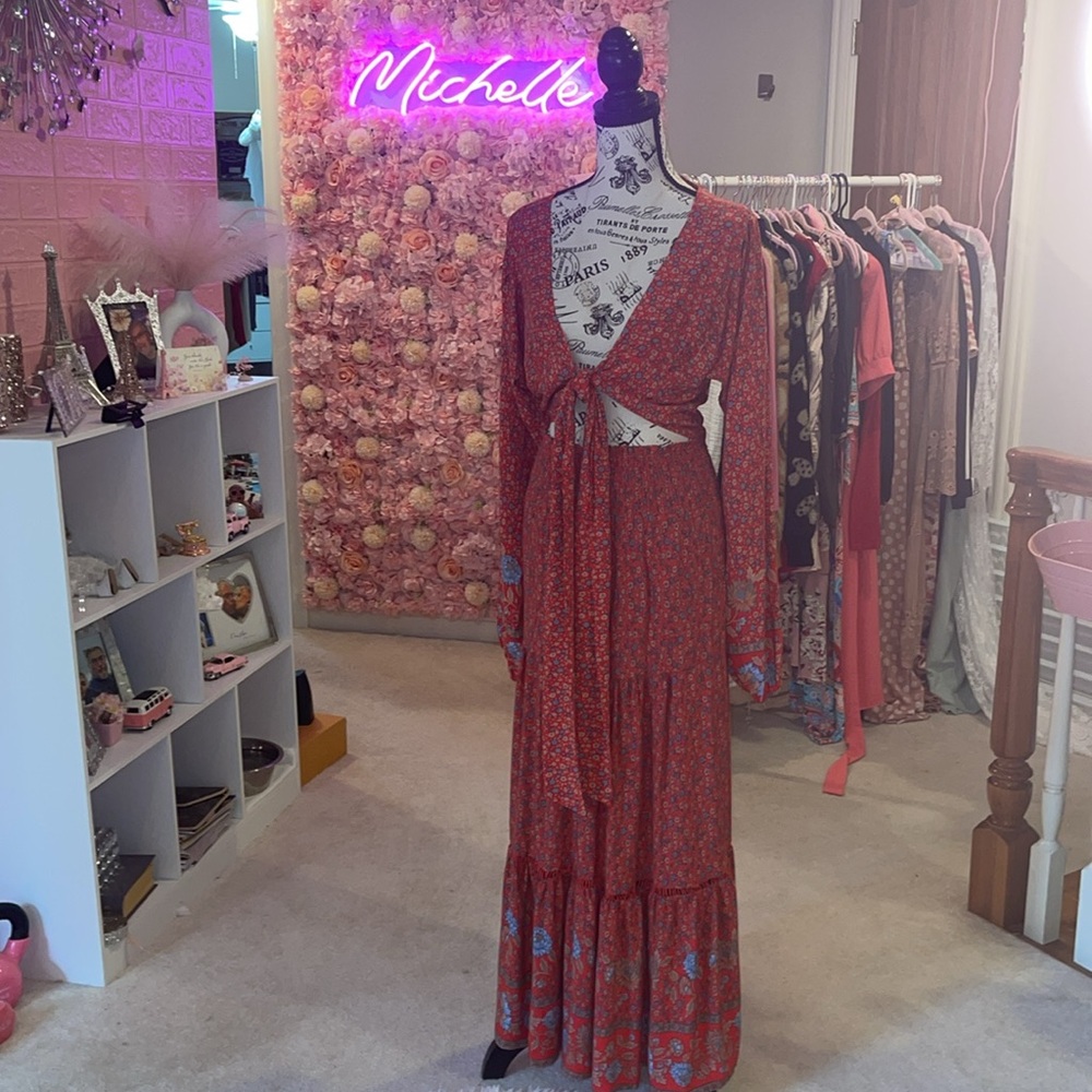 Bohemian Cropped Pheasant Blouse and Skirt Set❤️ - Picture 10 of 15